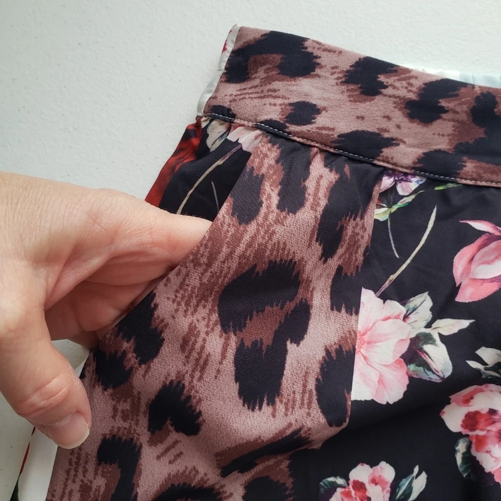 QMP NWT Set Maxi Duster Pants 38/8/Medium Floral Animal Print Wide Leg Bohemian